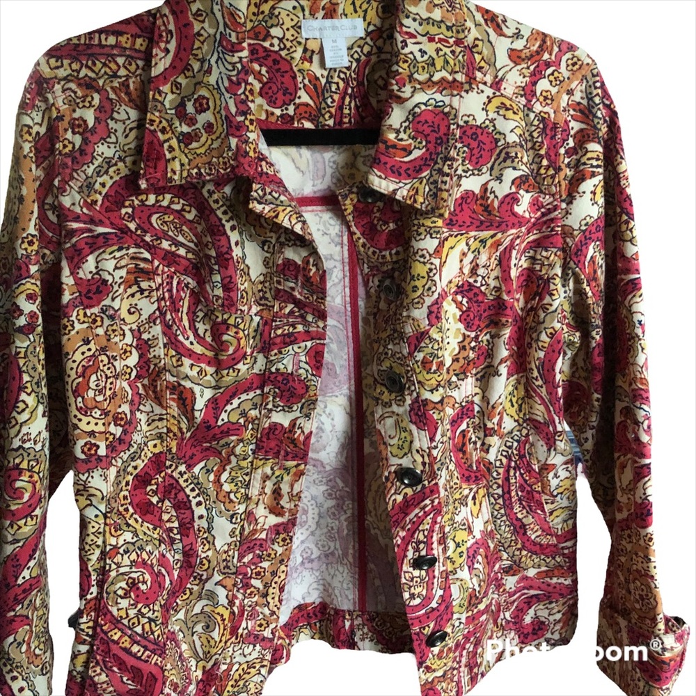 Charter Club Bold Colored Canvas Trucker Jacket/ Shacket Medium - Picture 5 of 9